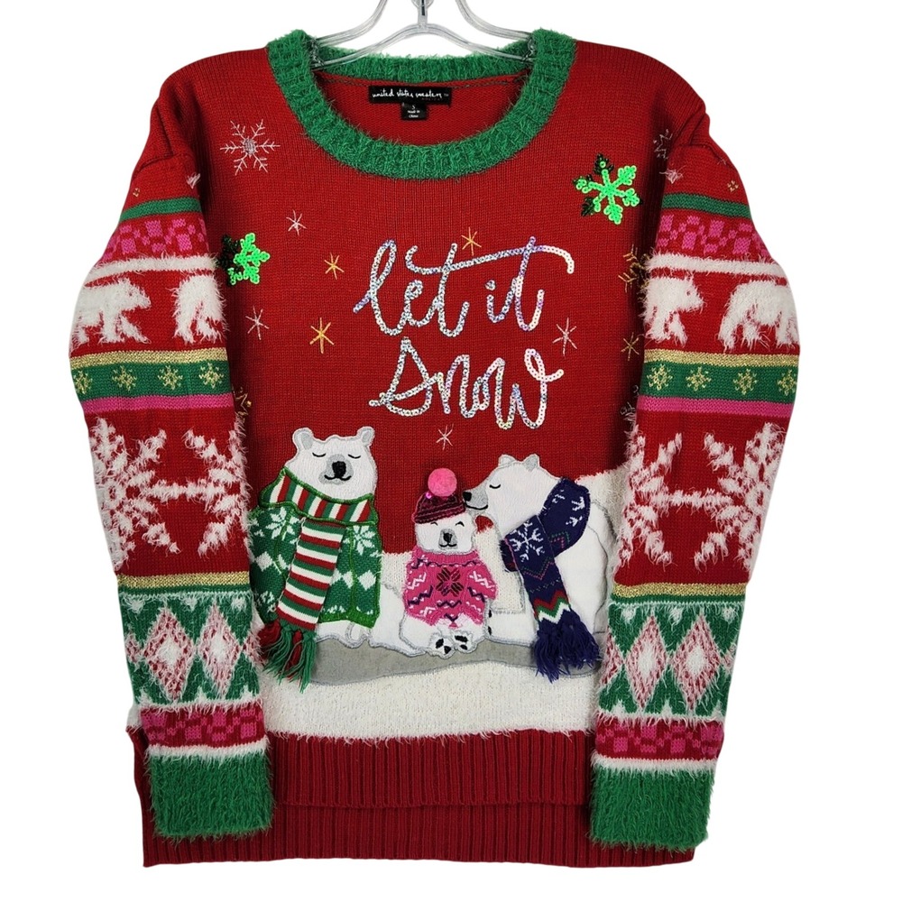 United States Sweaters S Red Ugly Christmas Sweater Let It Snow Polar Bear Party